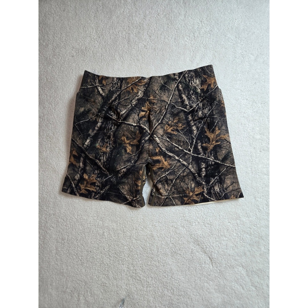 Vital Apparel Brown Camo Seamless Scrunch Butt Biker Shorts XL Ribbed Knit